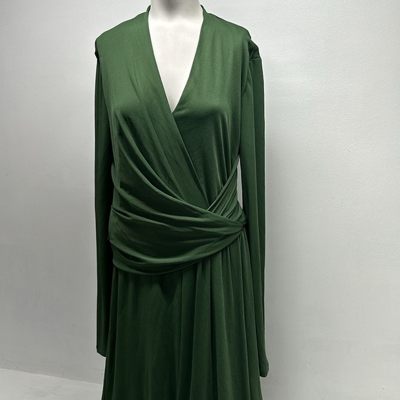 Mm Lafleur The Morgan 1.0 Dress Long Sleeve Wrap Midi Heavyweight Green Size 12 - Picture 3 of 12